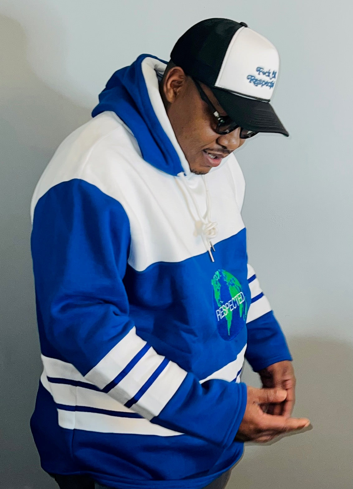 DRE Hockey Jersey Style Hoodie (Blue/White)