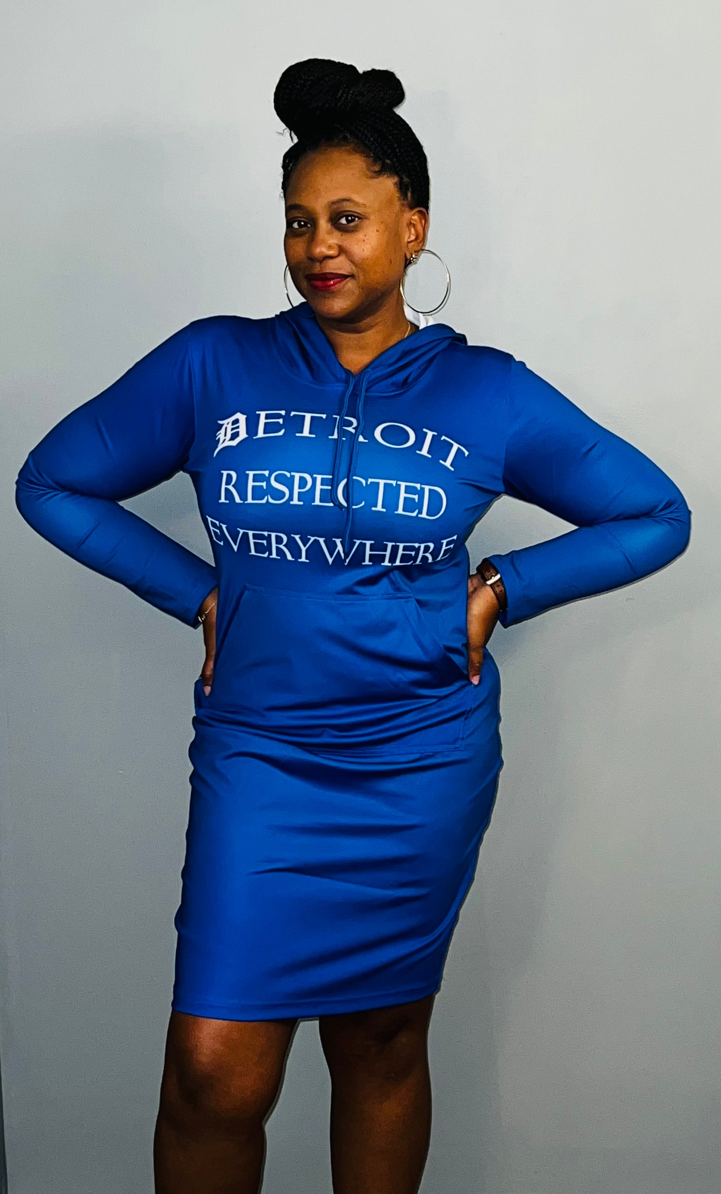 Fitted Royal Blue Hoodie Dress