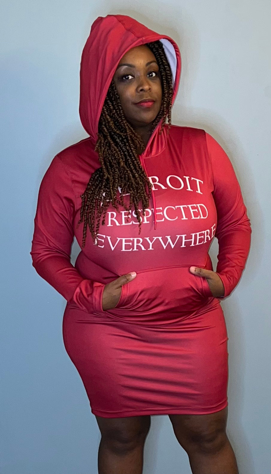 Cranberry Fitted Hoodie Dress w/ White letters
